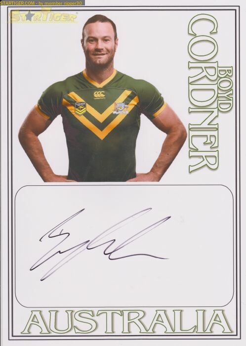 Boyd Cordner autograph collection entry at StarTiger