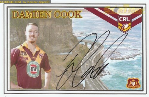 Damien Cook autograph collection entry at StarTiger