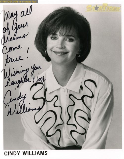 Cindy Williams autograph collection entry at StarTiger