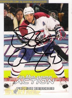 Patrice Brisebois autograph collection entry at StarTiger