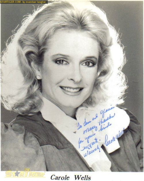 Carole Wells autograph collection entry at StarTiger