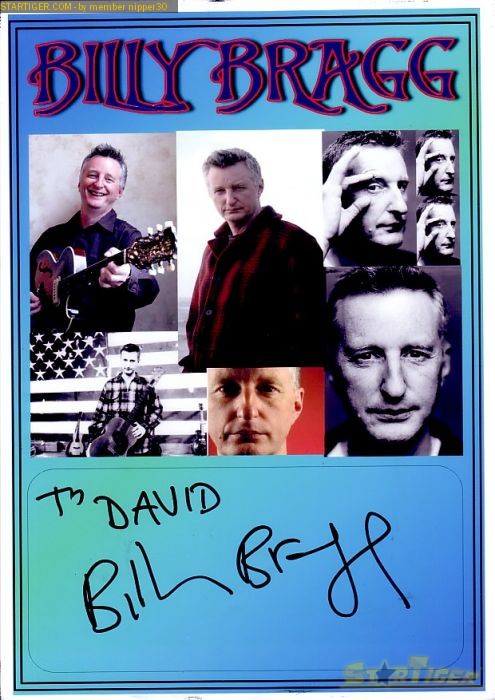 Billy Bragg autograph collection entry at StarTiger