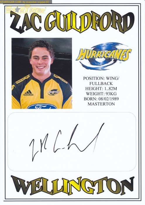 Zac Guildford autograph collection entry at StarTiger