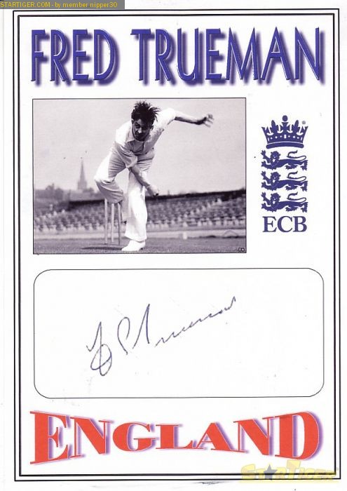 Fred Trueman autograph collection entry at StarTiger