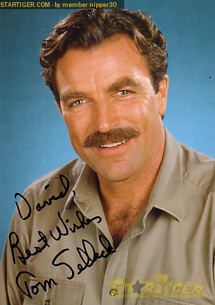 Tom Selleck autograph collection entry at StarTiger