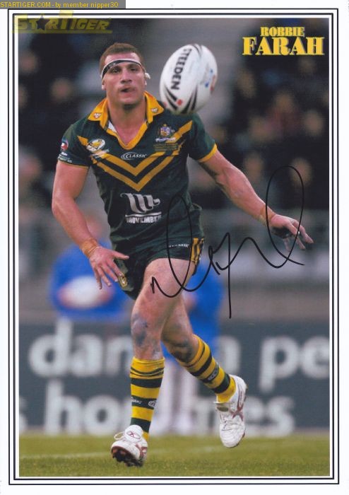 Robbie Farah autograph collection entry at StarTiger