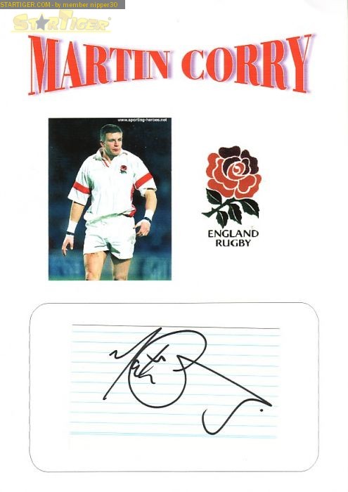 Martin Corry autograph collection entry at StarTiger