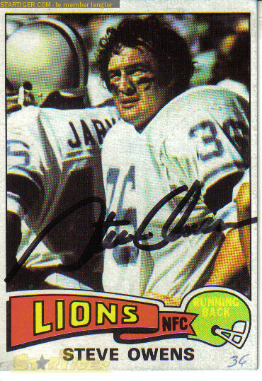 Steve Owens autograph collection entry at StarTiger