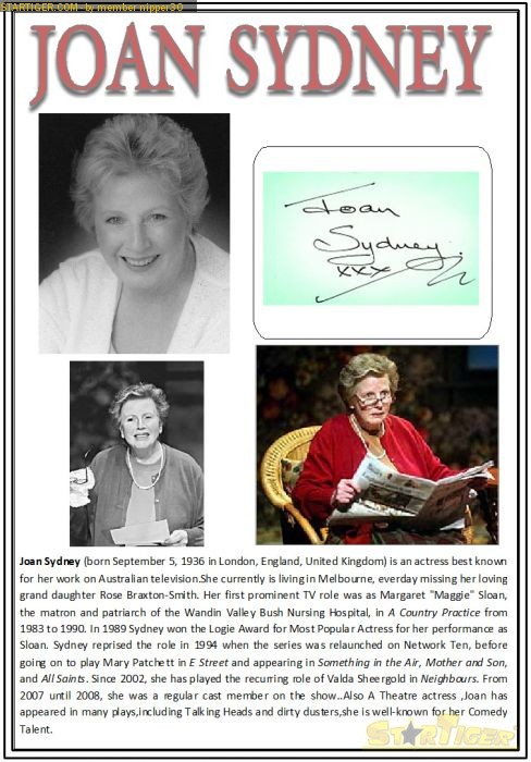 Joan Sydney Autograph Collection Entry At Startiger