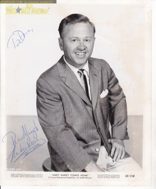 Mickey Rooney autograph collection entry at StarTiger