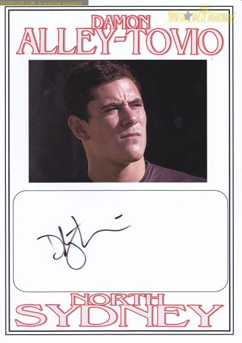 Damon Alley-Tovio autograph collection entry at StarTiger