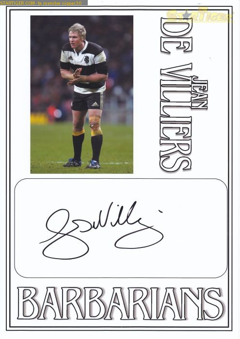 Jean De Villiers autograph collection entry at StarTiger