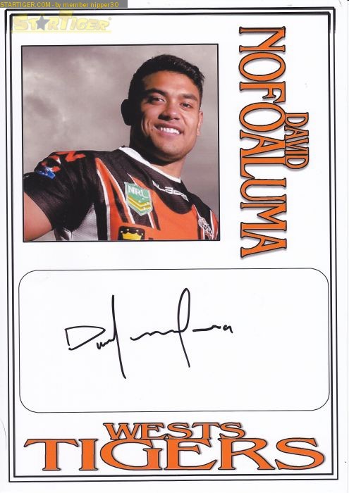 David Nofoaluma autograph collection entry at StarTiger