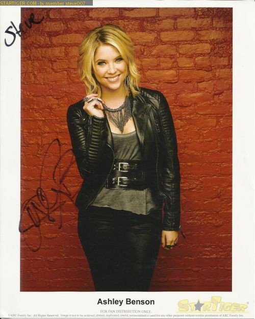 Ashley Benson autograph collection entry at StarTiger