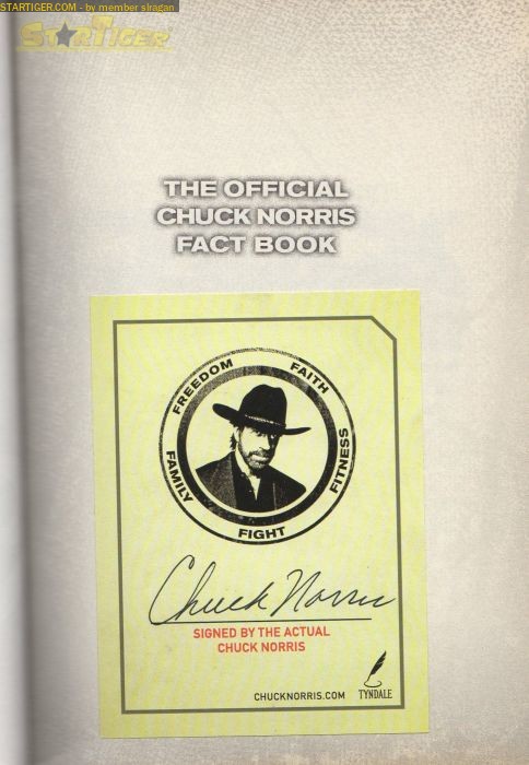 Chuck Norris autograph collection entry at StarTiger