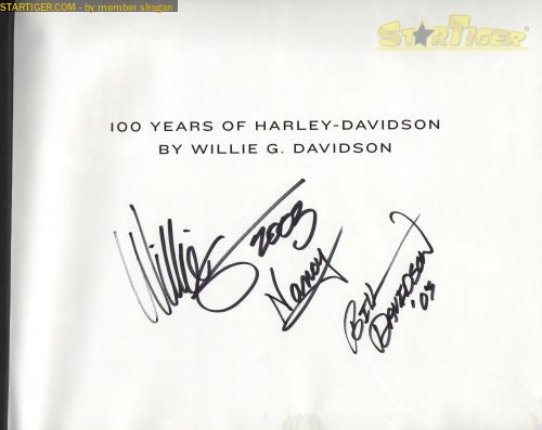 Willie G. Davidson autograph collection entry at StarTiger