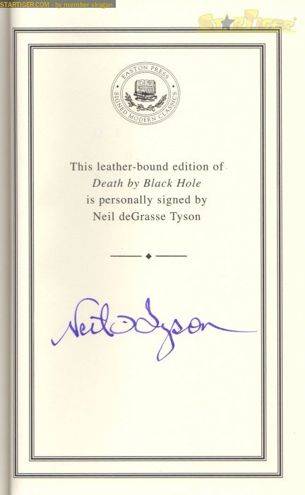 Neil deGrasse Tyson autograph collection entry at StarTiger